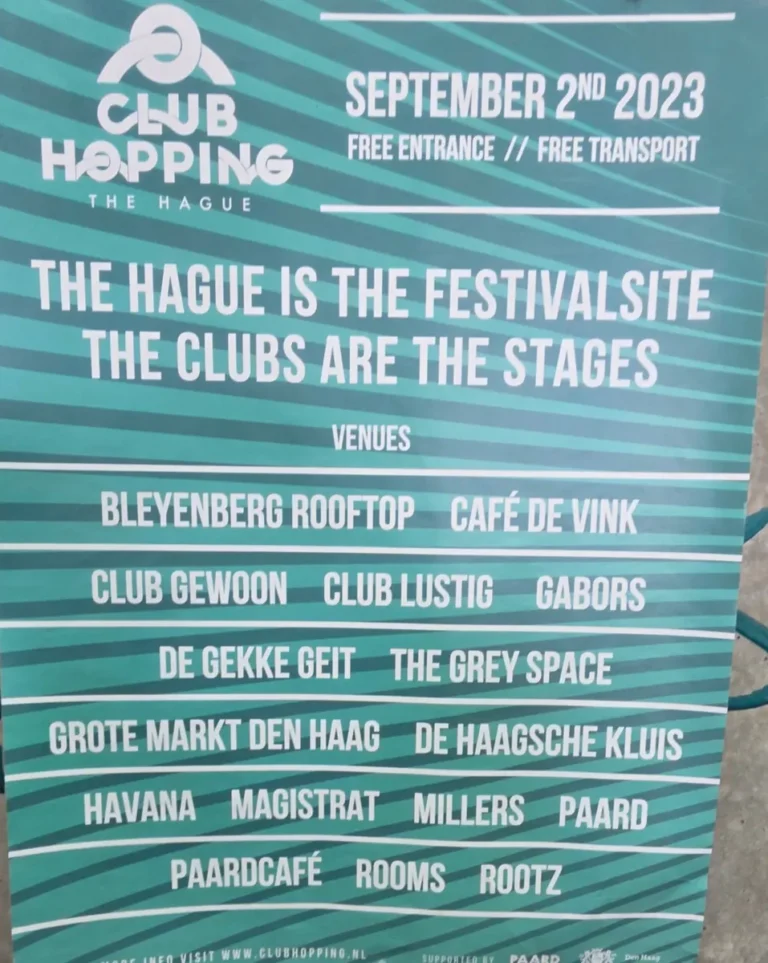Banner Club Hopping The Hague 2023 met gratis vervoer per tuk tuk