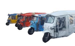 Four Thai tuk tuks of Tuk Tuk The Hague ready to go